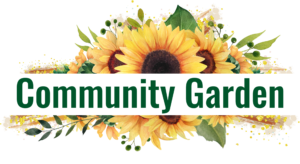 Sunflowers surrounding a Community Garden Headline