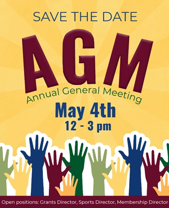 Save the Date AGM - Annual General Meeting May 4th 12-3pm